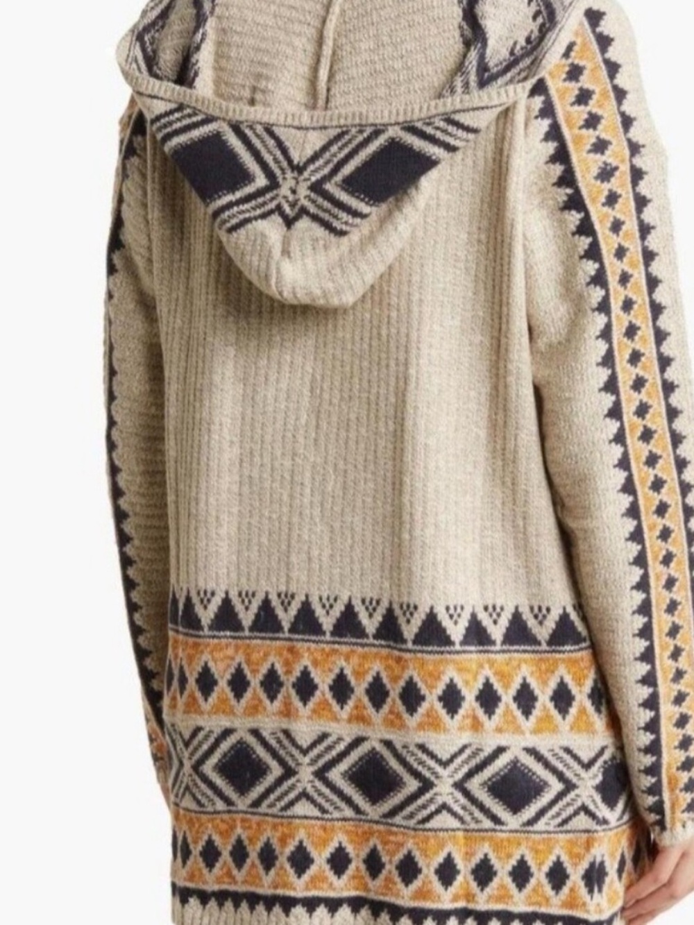 Lucky Brand Boho Knit Hooded Cardigan, Western, Coquette, Streetwear - Picture 3 of 4